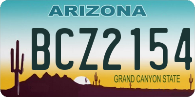 AZ license plate BCZ2154