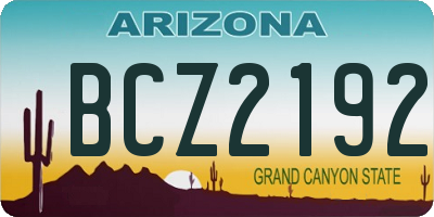 AZ license plate BCZ2192