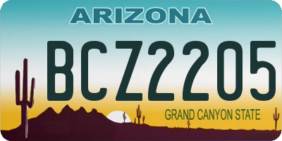 AZ license plate BCZ2205