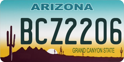 AZ license plate BCZ2206