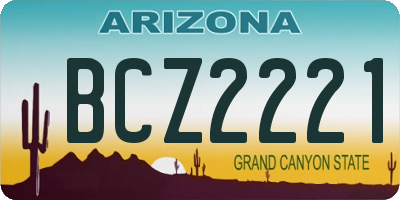 AZ license plate BCZ2221