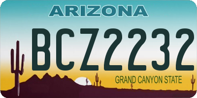 AZ license plate BCZ2232