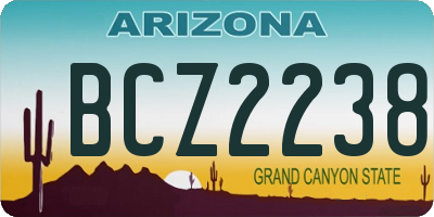 AZ license plate BCZ2238