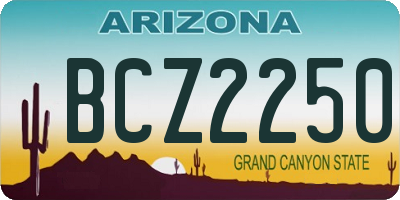 AZ license plate BCZ2250