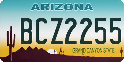 AZ license plate BCZ2255