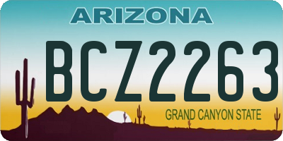 AZ license plate BCZ2263