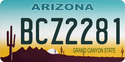 AZ license plate BCZ2281