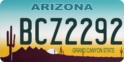 AZ license plate BCZ2292