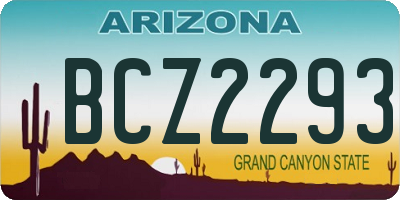 AZ license plate BCZ2293