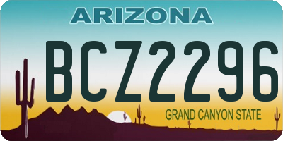 AZ license plate BCZ2296