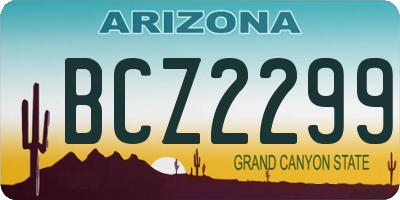 AZ license plate BCZ2299