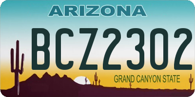 AZ license plate BCZ2302