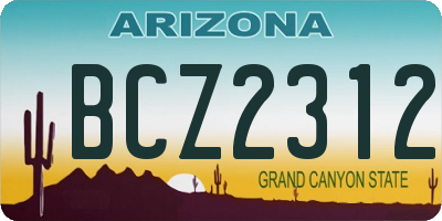 AZ license plate BCZ2312