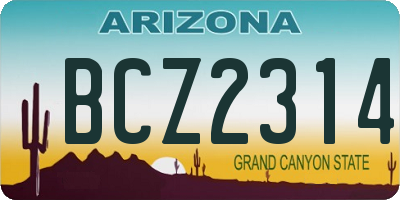 AZ license plate BCZ2314