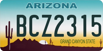 AZ license plate BCZ2315