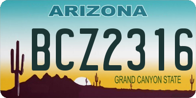 AZ license plate BCZ2316