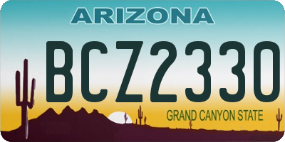 AZ license plate BCZ2330