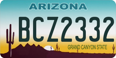 AZ license plate BCZ2332