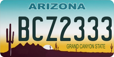 AZ license plate BCZ2333