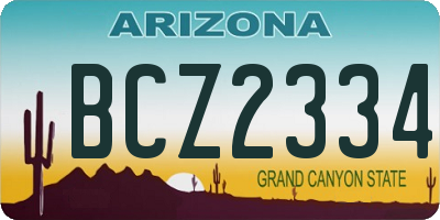 AZ license plate BCZ2334