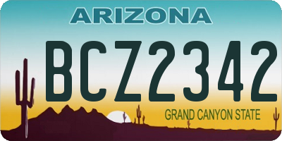 AZ license plate BCZ2342