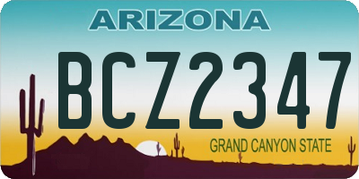 AZ license plate BCZ2347