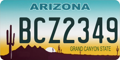 AZ license plate BCZ2349