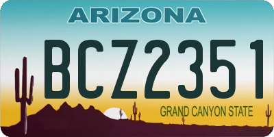 AZ license plate BCZ2351