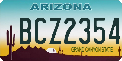 AZ license plate BCZ2354