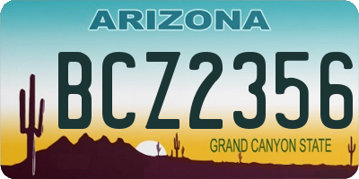 AZ license plate BCZ2356