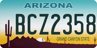 AZ license plate BCZ2358