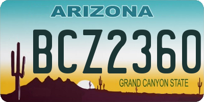 AZ license plate BCZ2360