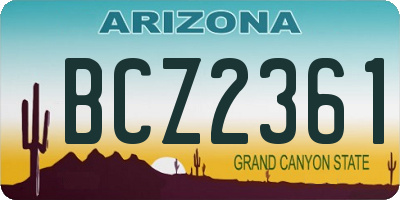 AZ license plate BCZ2361