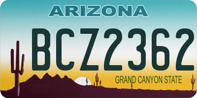 AZ license plate BCZ2362