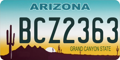 AZ license plate BCZ2363