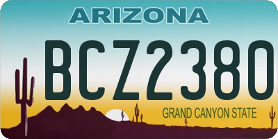 AZ license plate BCZ2380