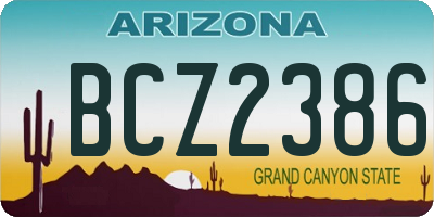 AZ license plate BCZ2386