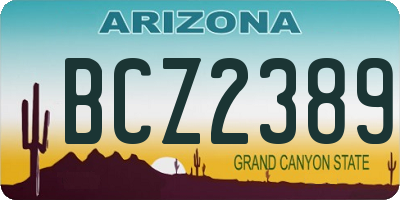 AZ license plate BCZ2389