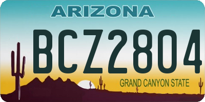 AZ license plate BCZ2804