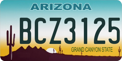 AZ license plate BCZ3125