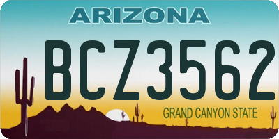 AZ license plate BCZ3562