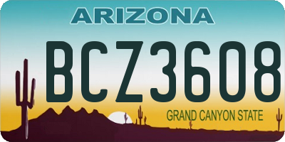 AZ license plate BCZ3608