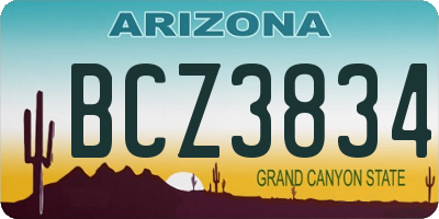 AZ license plate BCZ3834