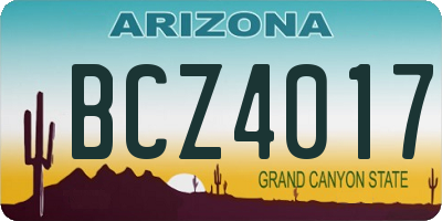 AZ license plate BCZ4017