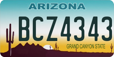 AZ license plate BCZ4343