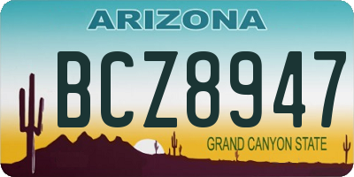 AZ license plate BCZ8947