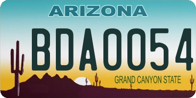 AZ license plate BDA0054