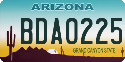 AZ license plate BDA0225