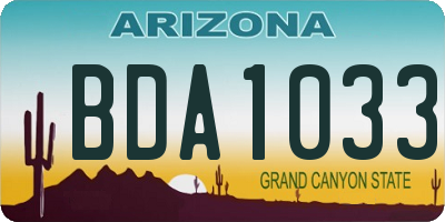 AZ license plate BDA1033