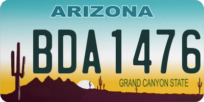 AZ license plate BDA1476